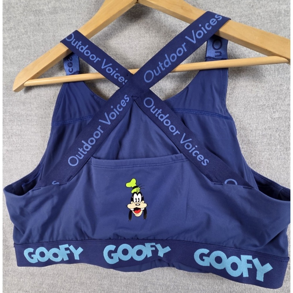 Outdoor Voices Disney Collab Goofy Logo XL Sports Bra Blue Active Stretch